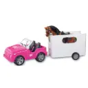 Geländewagen mit Anhänger und Pferd