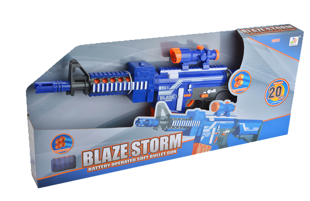 Spielzeugpistole mit batteriebetriebenem Motor und Softdarts