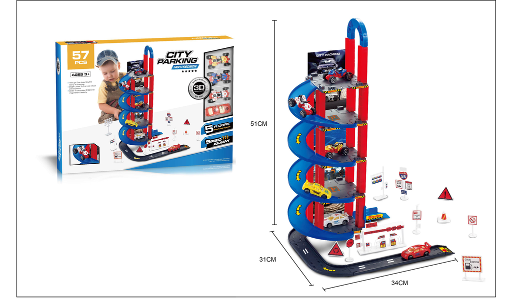 Garage parking 5 verdiepingen + 4 voertuigen en accessoires