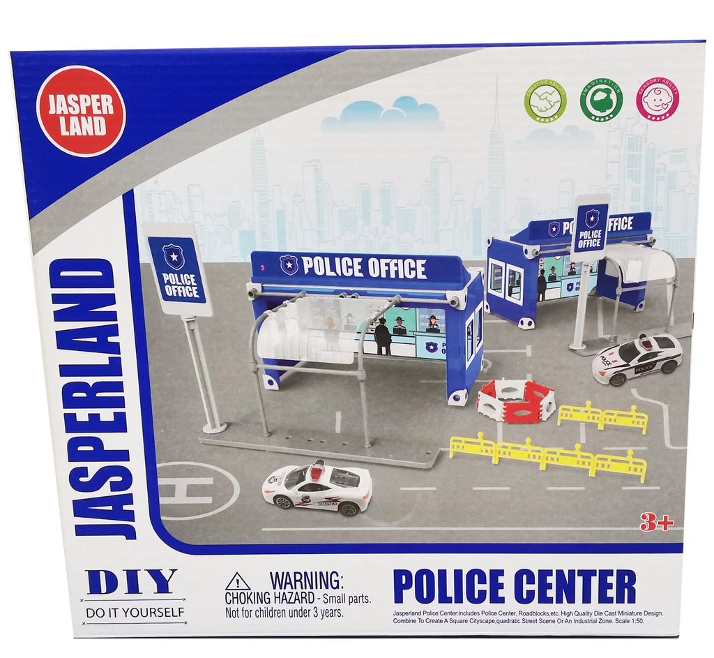 Baubare Polizeistation mit 1 Metallfahrzeug