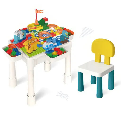 [MG1010-B3] Building block table with marble run and blocks