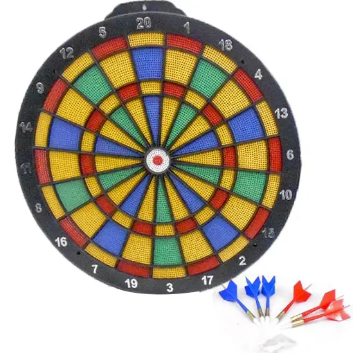 [468] Dartspiel, 6 Pfeile + Ersatzspitzen und Zielscheibe