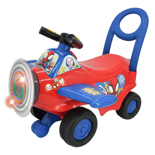[066126] KIDDIELAND Spidey Vliegtuig Loopauto met licht en geluid