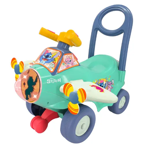 [065664] KIDDIELAND Stitch Vliegtuig Loopauto met licht en geluid