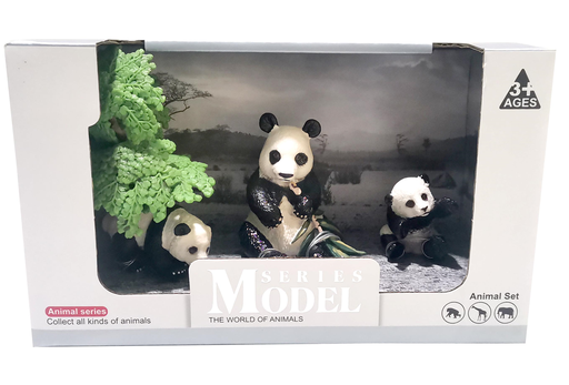 [Q9899-B45] WILD ANIMALS panda family with baby 3 pieces