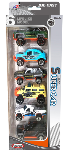 [XZ633-1A] Playset 6Pcs metal cars decorated